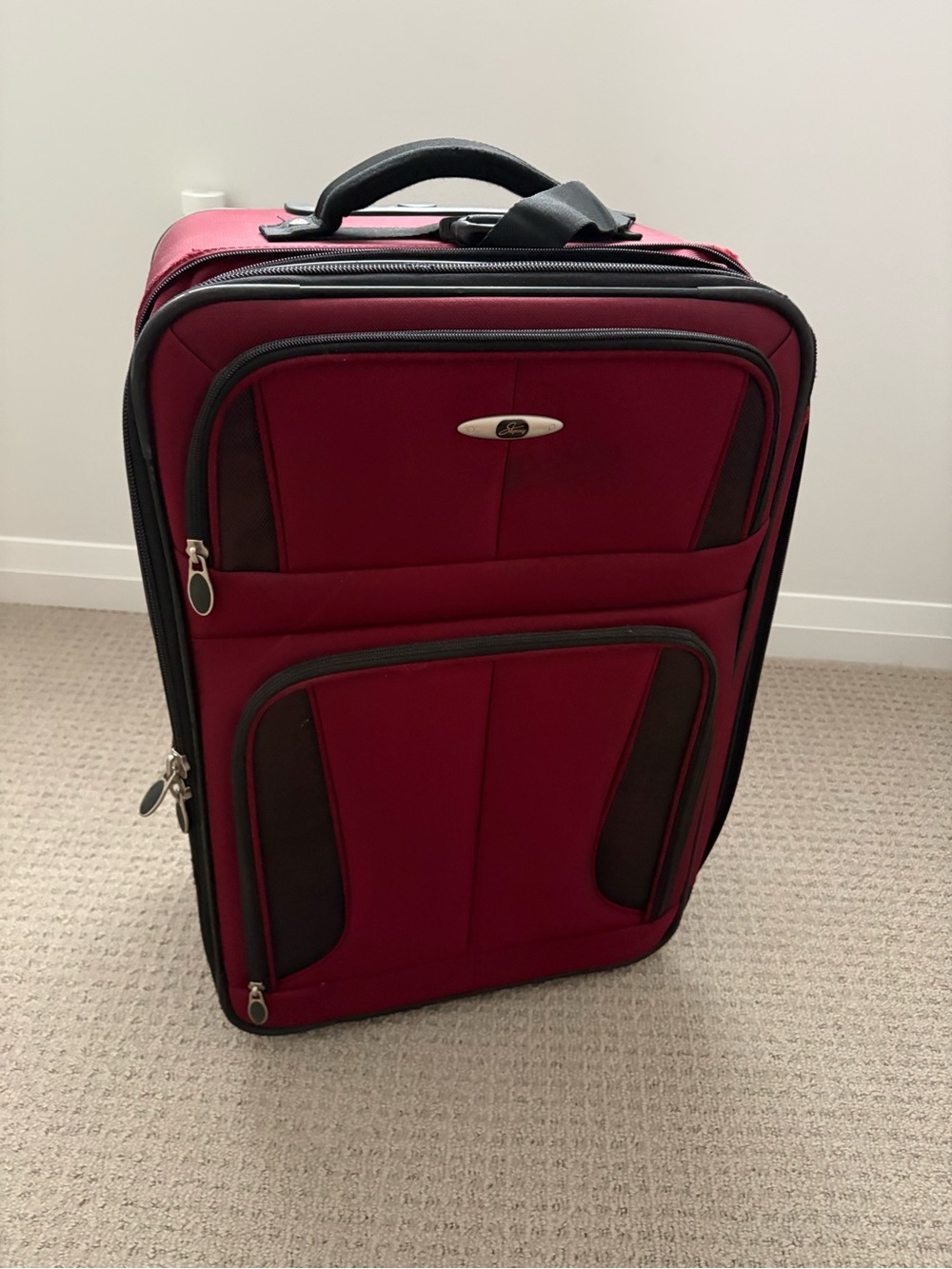 Red Upright Soft-Sided Carry-On Suitcase 3 Piece Set